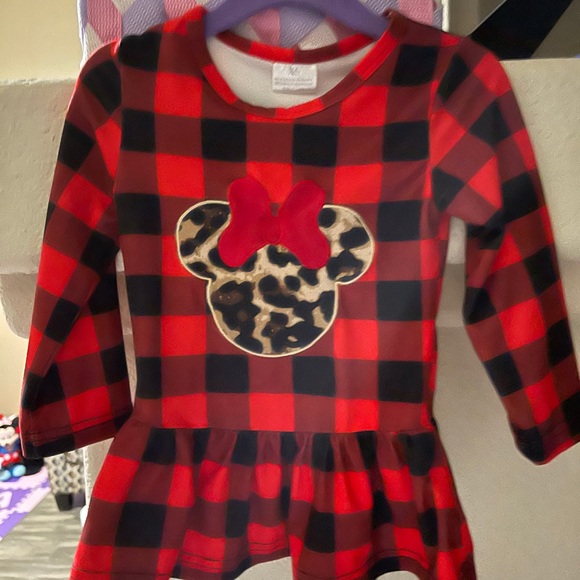 Minnie Mouse Buffalo Plaid Cheetah Set 18-24 Mon - Picture 2 of 3